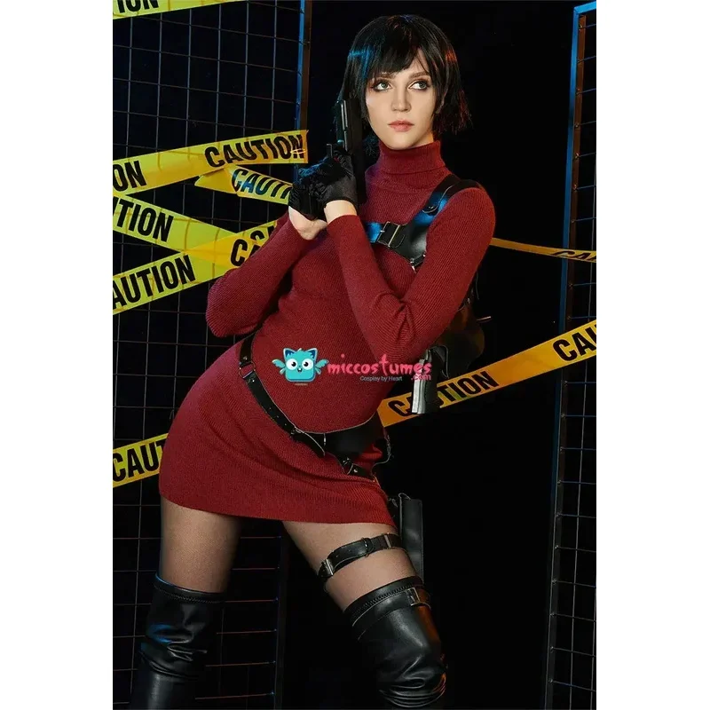Miccostumes 여성용 Ada Wong 코스프레 의상 스웨터 드레스 세트(장갑 포함);2,r'6;t.