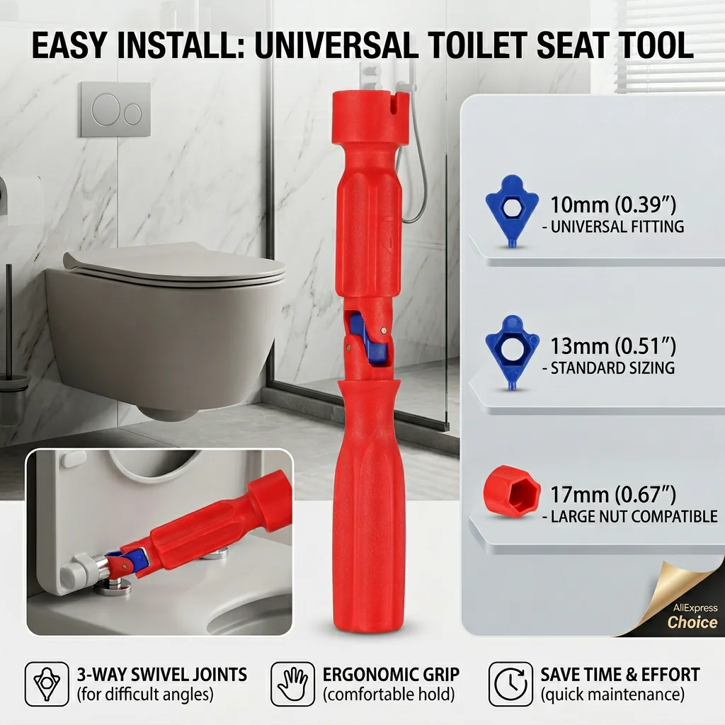 17/13/10mm Professional Toilet Seat Repair Wrench Universal Toilet Seat Installation Key Easy Loosening 17/13/10mm