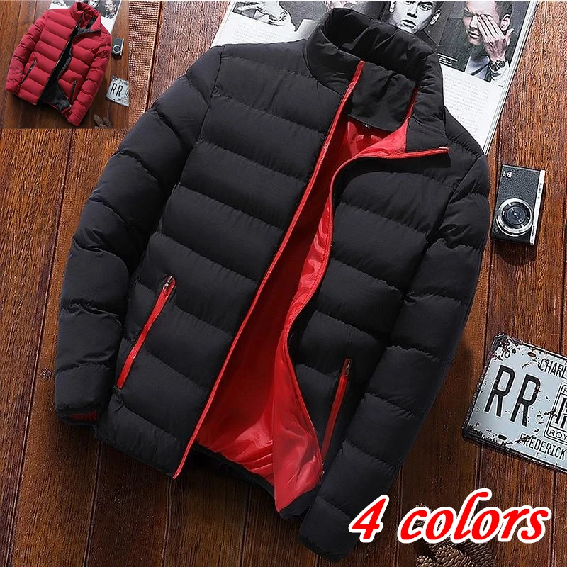 

Winter Men's Standing Collar Cotton Coat Casual Thickened Zipper Cotton Coat Slim Fit Men's Fashion Coat Street Jacket