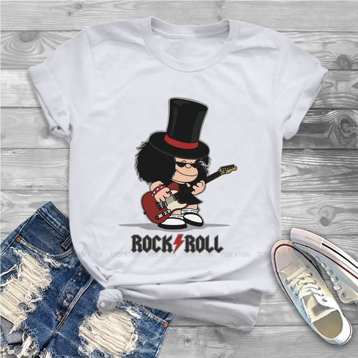 

Mafalda комикс Quino женская футболка Rockera женские Топы Harajuku Смешные футболки для женщин 5XL хлопковая футболка