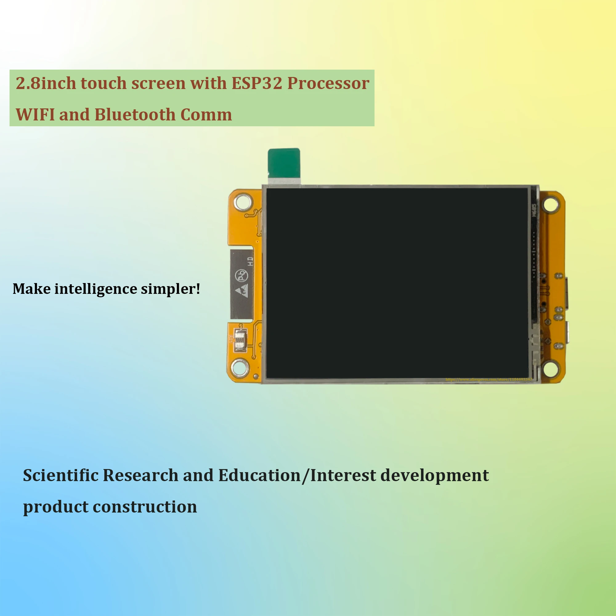 2,8-дюймовый сенсорный экран с процессором ESP32 WIFI Bluetooth Comm, научное исследование, образование/бустройство для развития интереса