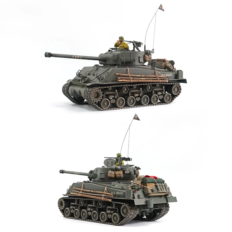 RC Metal Tank HOOBEN 1/10 Control remoto M4A3E8 tanque RTR tanques modelo Fury Sherman juguetes para niños