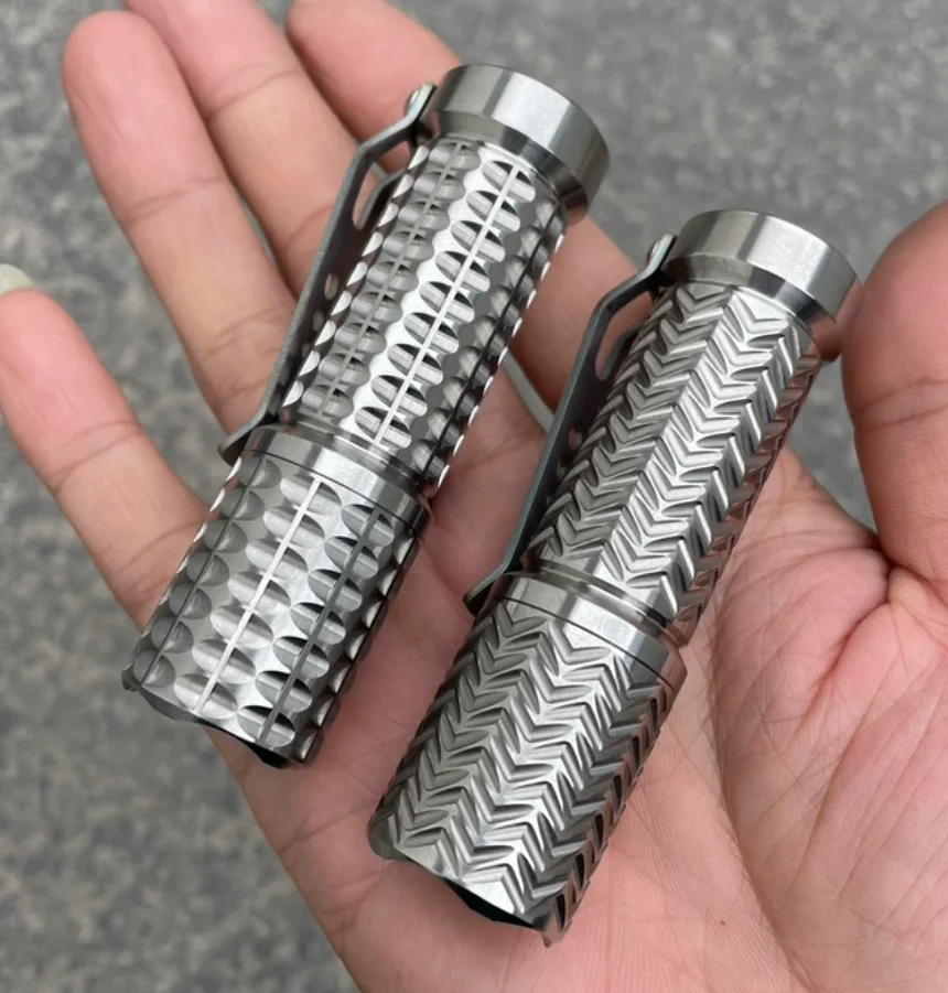Used EDC SupFire Titanium alloy flashlight Hanko clone universal dense array thread strong light Torch Lamp Decompression Toy