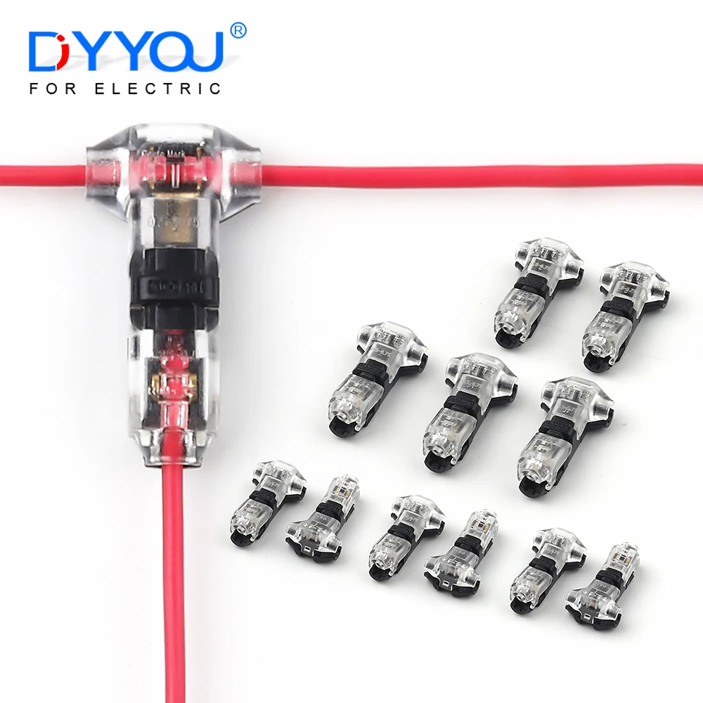 10pcs T Type 1 Pin Low Voltage Wire Connector, Quick Solderless Wire Splice Connector, T Tap Wire Connectors, No Stripping