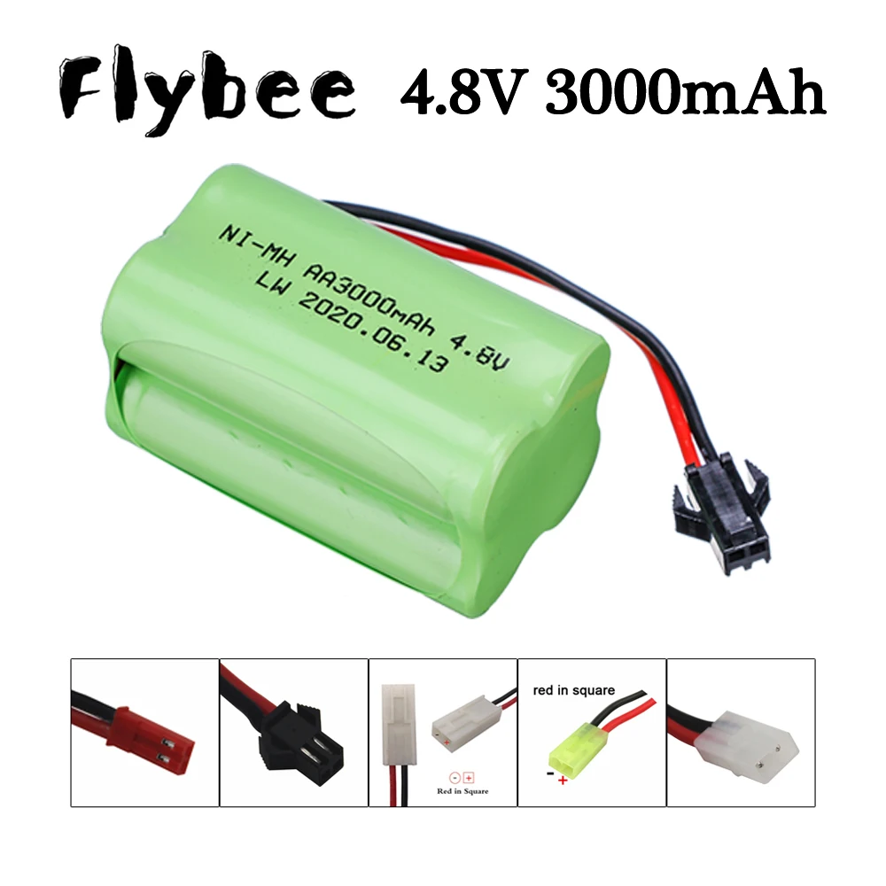4.8v 3000mAh NiMH Battery SM/JST/Tamiya Plug For RC Cars Robots Tanks Gun Boats Trucks NI-MH 4*AA 4.8v Rechargeable Battery Pack