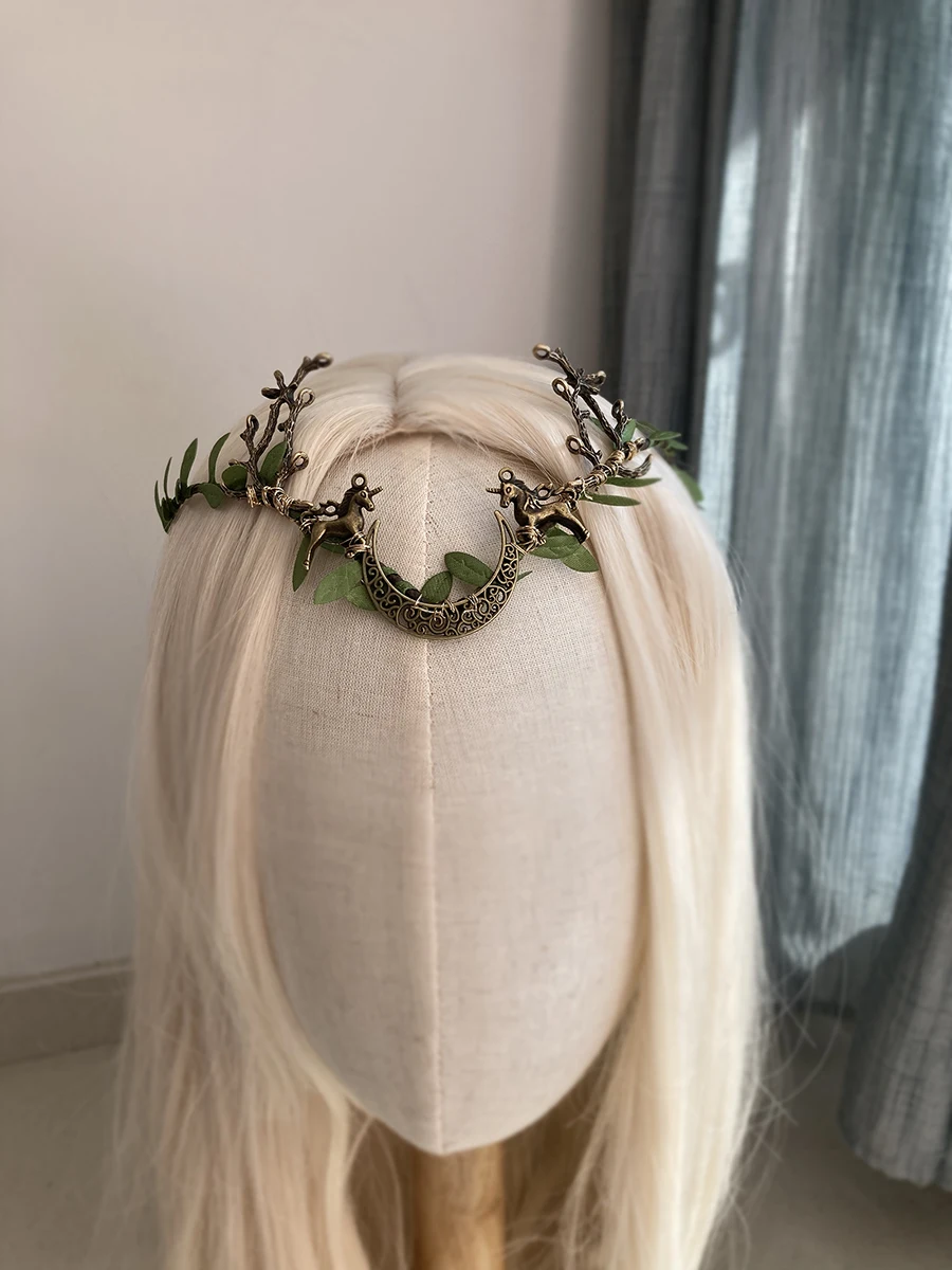 NATSORA Moon Woodland Stirnband Tiara mit Zweigen, Feenkrone, Elfenkrone für Braut, Hochzeit, Feen-Schmetterlingskostüm – Detail 27