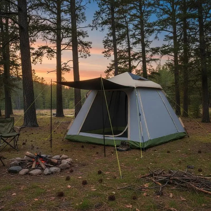 2-4 Personen Sofort-Aufbau-Campingzelt mit Abnehmbarem Regenschutz