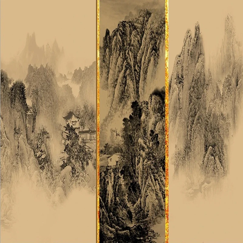 MU7740 Chinese Style Custom Photo Mural Creative Abstract Mountain Bird Nature Scenery TV Sofa Background For Living Room Office