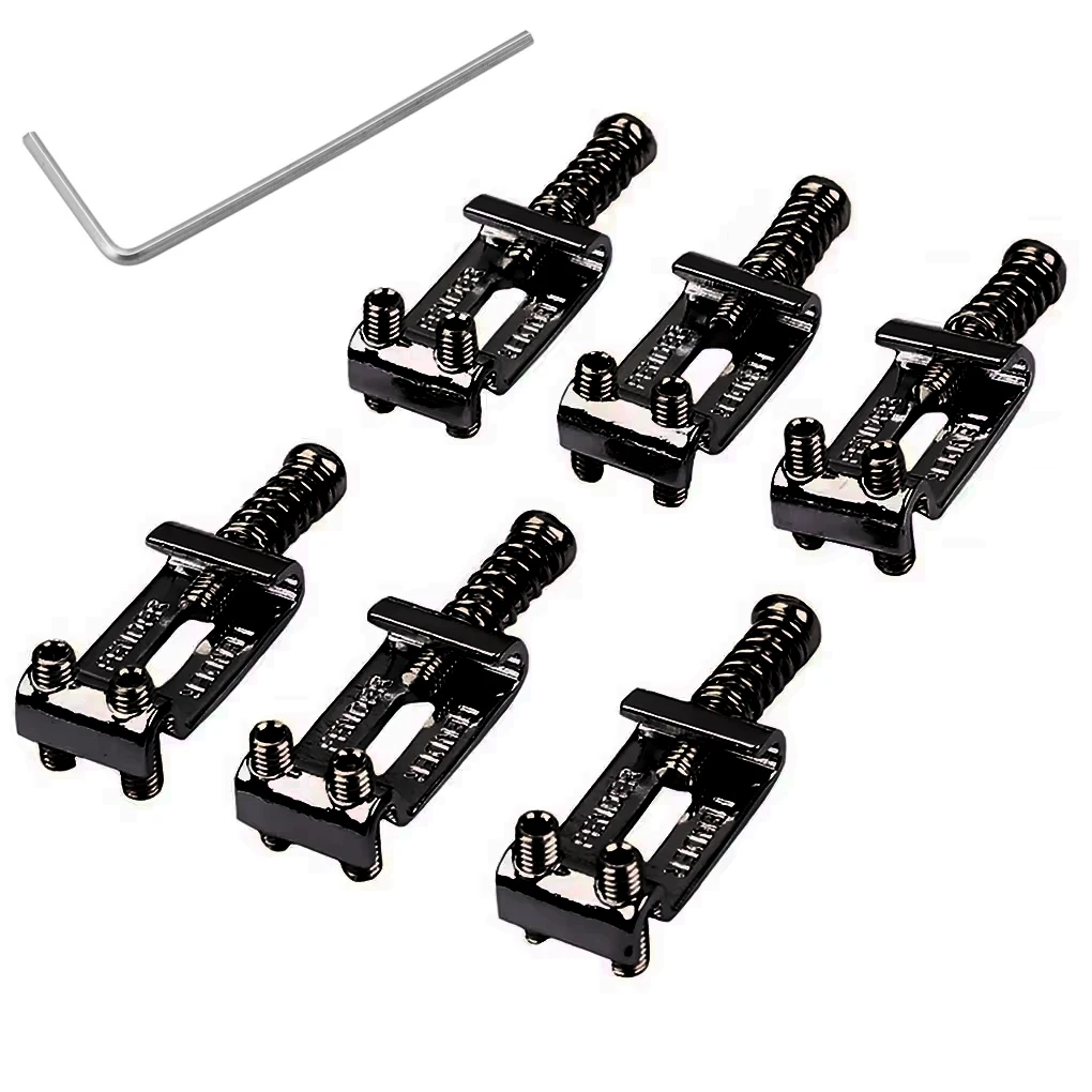 ​ ​ 6 Buah Sistem Sadel Jembatan Rol Gitar Elektrik dengan Kunci Pas-Pengganti Tremolo untuk Bagian Gitar Tipe Fender Strat/Tele ST ​ ​