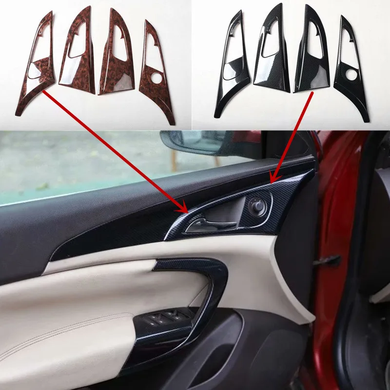 ABS carbon fiber grain or wooden Interior door shake handshandle cover sticker for 2009-2013 OPEL INSIGNIA G09 car accessories