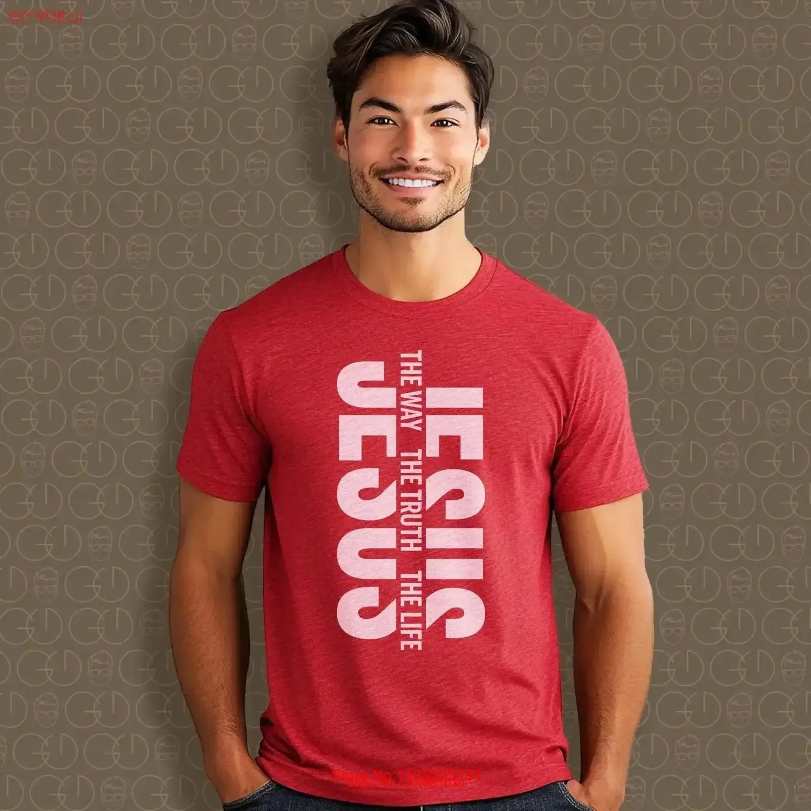 Christian T Shirt Jesus The Way Truth Life Bible Verse Apparel Gym Wear Clothing vintage Washed streetwear Breathable graphic