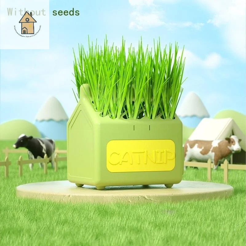 

Indoor Pet Supply Cat Grass Hydroponic Growing Kit, Unique Milk Carton Shaped Tray Design, Removable Planter Box