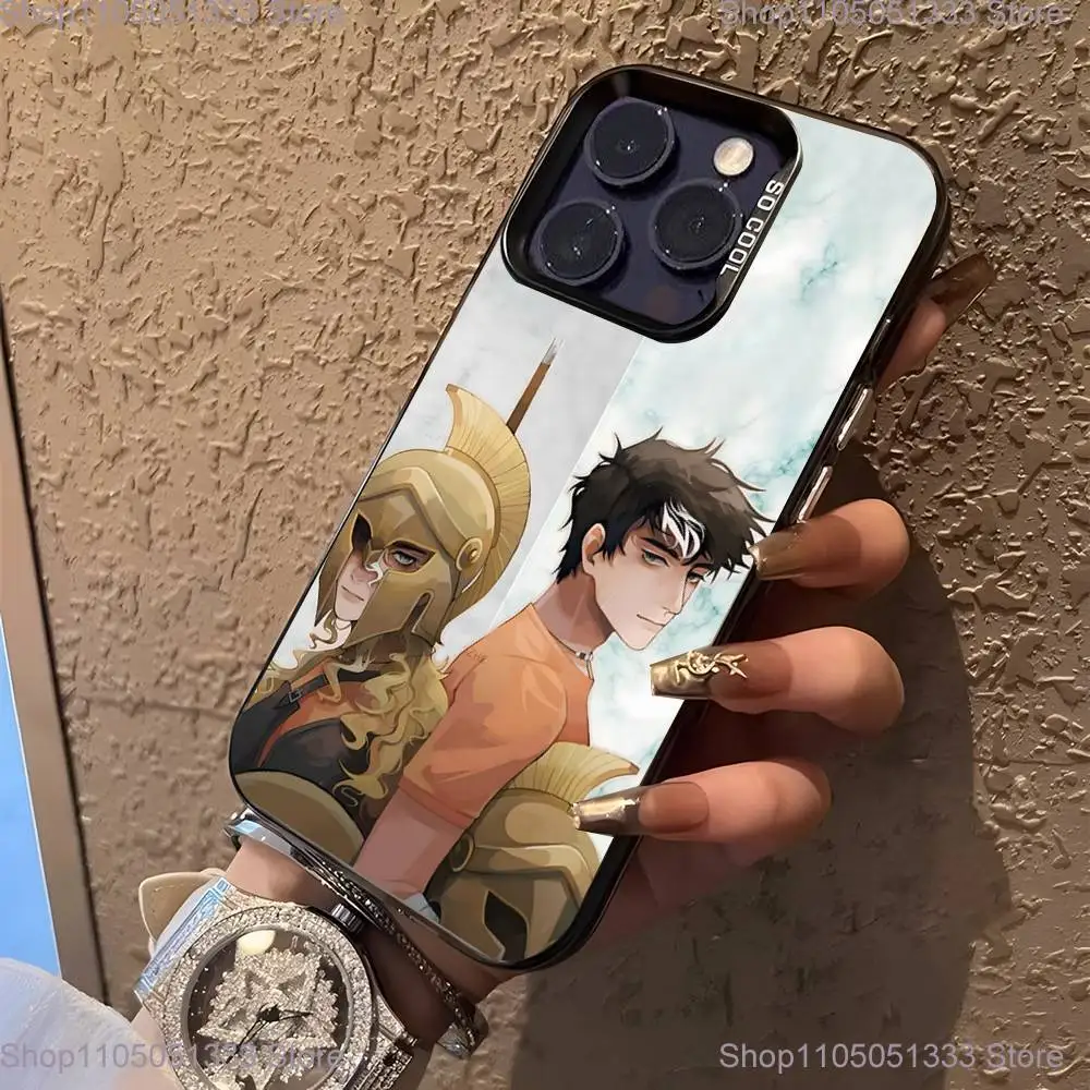 حافظة هاتف أنيمي P-Percy J-Jackson لهواتف iPhone 16,15,14,13,12,11,Pro,XS,Max,Plus,Mini,SE غطاء مقاوم للصدمات من الحلوى السوداء غير اللامعة