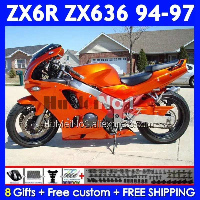 Kit For KAWASAKI NINJA ZX 6R 636 6 R ZX-636 ZX-6R 201No.87 Metal orange ZX636 ZX6R 94 95 96 97 ZX600 1994 1995 1996 1997 Fairing