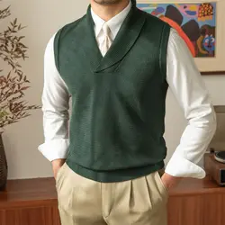 Men's Casual Sweater Vest Warm and Comfortable Vest in Autumn and Winter Solid Color Sweater Vest Casual Fashion Warm Top