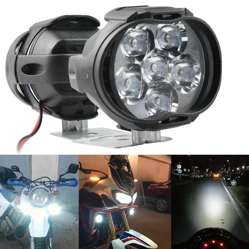 2PCS Motorcycle Headlights Headlamp Spotlights Fog Head Light  6 LED Motorcycles Working Spot Light Assemblie Driving Lamp