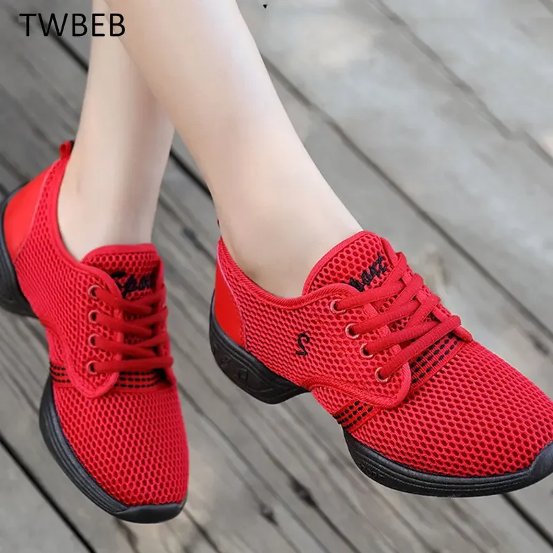 Zapatos de baile suaves y transpirables para mujer, zapatillas informales de entrenamiento al aire libre, deportivas modernas, zapatos de práctica