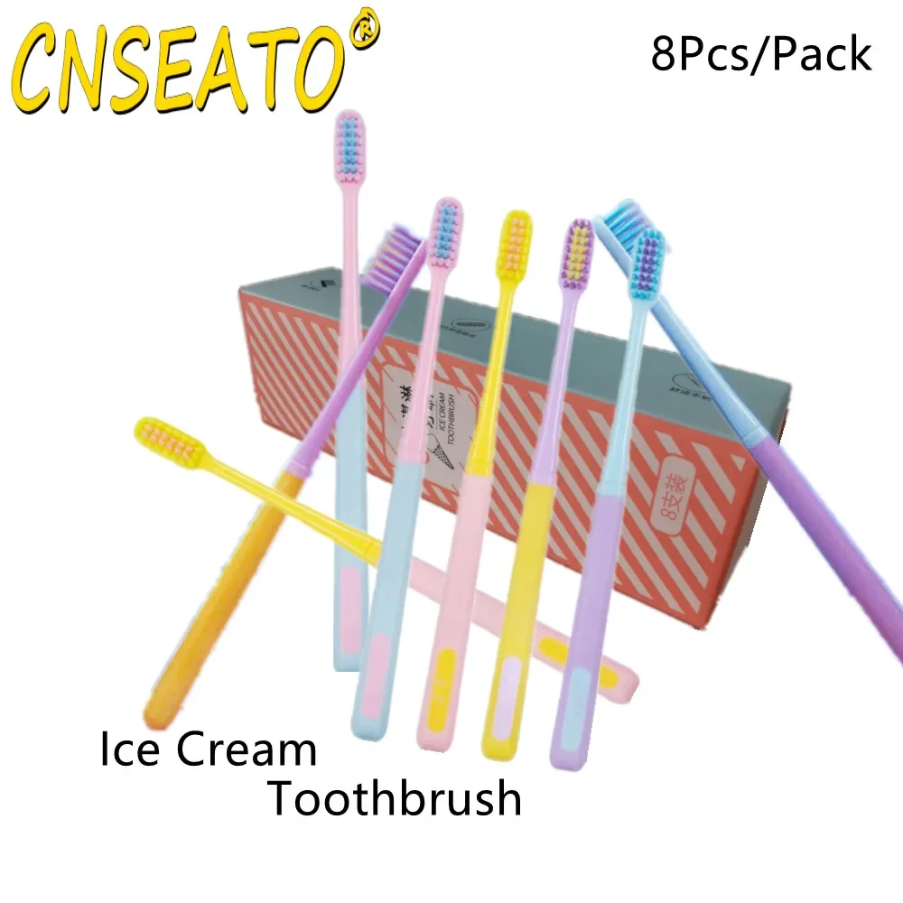 

8Pcs Toothbrush Ice Cream Eco Soft Brushes Superfine Teeth Whitening Portable For Children Adult Dental Oral Care Clean Supplies