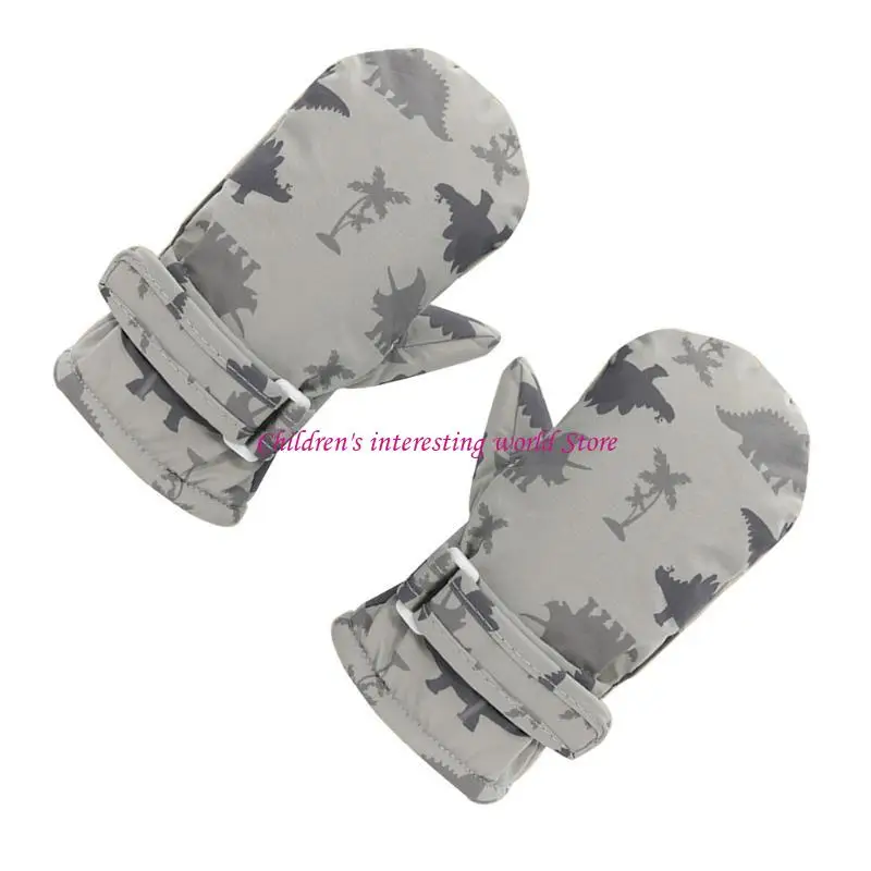 

1 Pair Kids Ski Gloves Waterproof Cartoon Dinosaur Mittens Windproof Gloves for Outdoor Sports Riding Running Cycling 425F