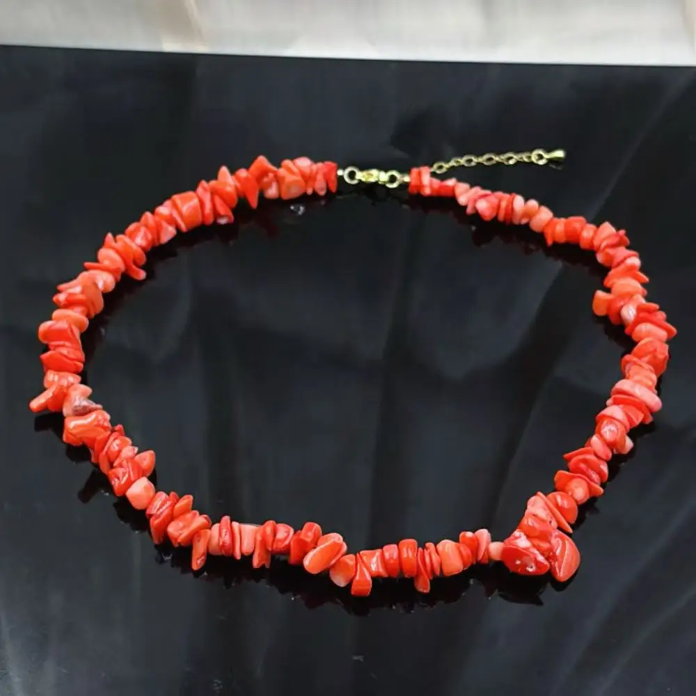6-8mm 17-20inch Vintage Women Chips Beads Natural Sea Bamboo Orange Coral Jewelry Chokers Necklace