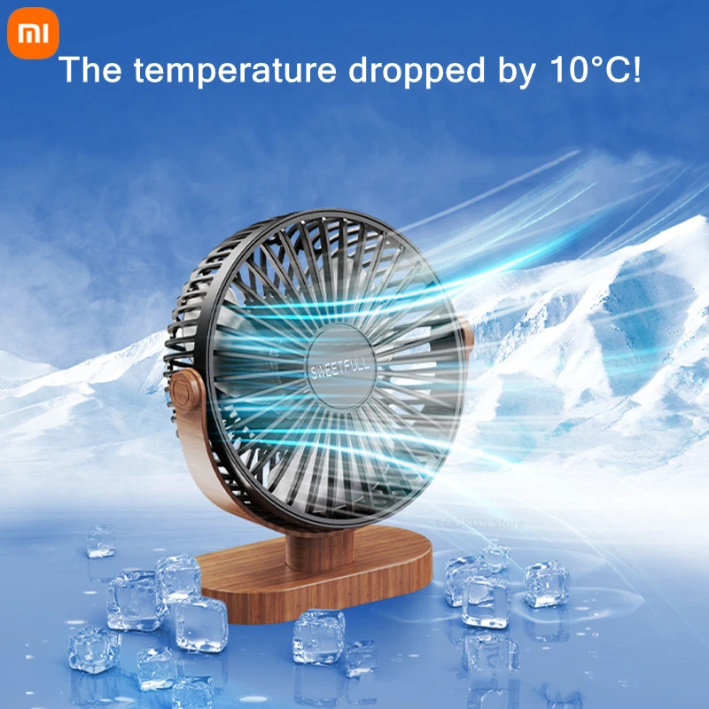 

Xiaomi Home Office Room Silent Desktop USB Air Cooling Fan Wood Grain 360° Rotation 3 Gear Adjusted Air Conditioner Electric Fan