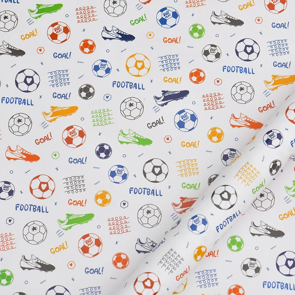 New Coated Paper Gift Wrapping Paper Football Pattern 50X70cm Packaging Colored Paper Cartoon Style Gift Packaging Presents