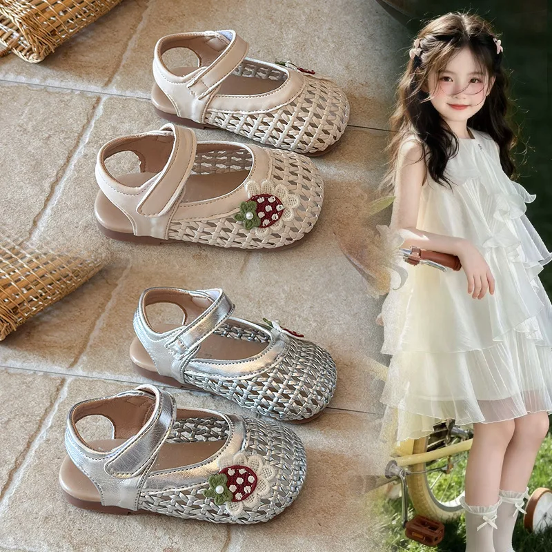 Girls Sandals Summer New Woven Shoes Cartoon Cute Ethnic Style Princess Shoes Flats Sandals
