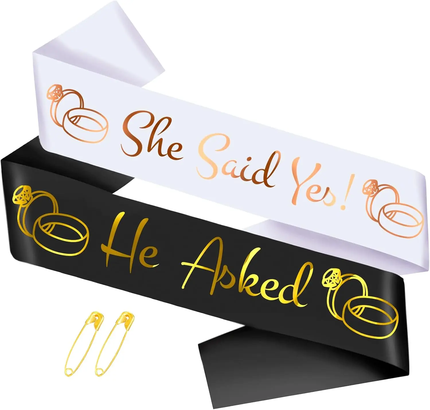 He Asked She Said Yes Sashes Kit Funny Bride to Be Sash Groom to Be Sash Wedding Engagement Bachelorette Bridal Shower Party
