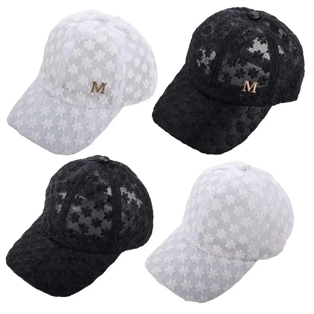 Adjustable Fashion Outdoor Women Girls Hip Hop Visors Cap Flower Baseball Cap Mesh Hat Lace