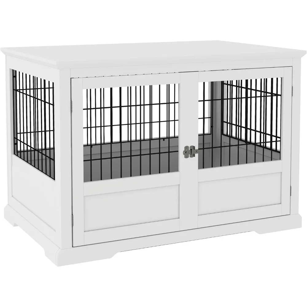 

Dream Dog Crate Furniture, 43" Dog Kennel End Table With 3 Doors, Removable Tray, Indoor Dog Cage For Extra Large Medium