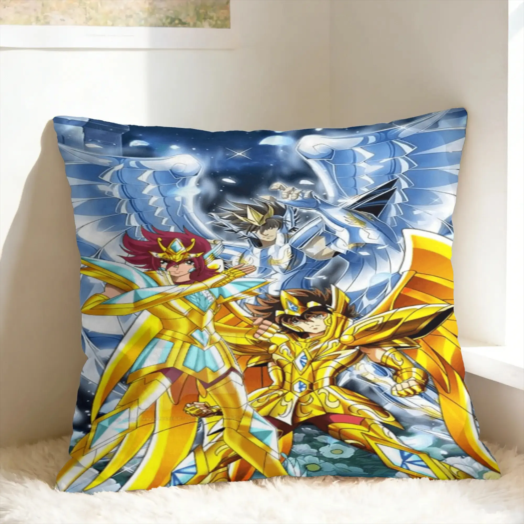 Pillow Cover The Knights Saint Seiya Retro Trendy Pillow Case For Couch Sofa Bedroom Pillowcases