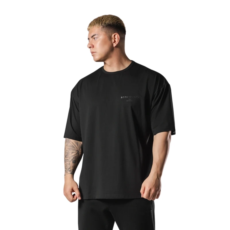LYFT Black Letter Print M-3XL BIG T-SHIRT Men's 100% Cotton Loose Oversized-Shirts Men High Street Casual Short Sleeve Tees Tops