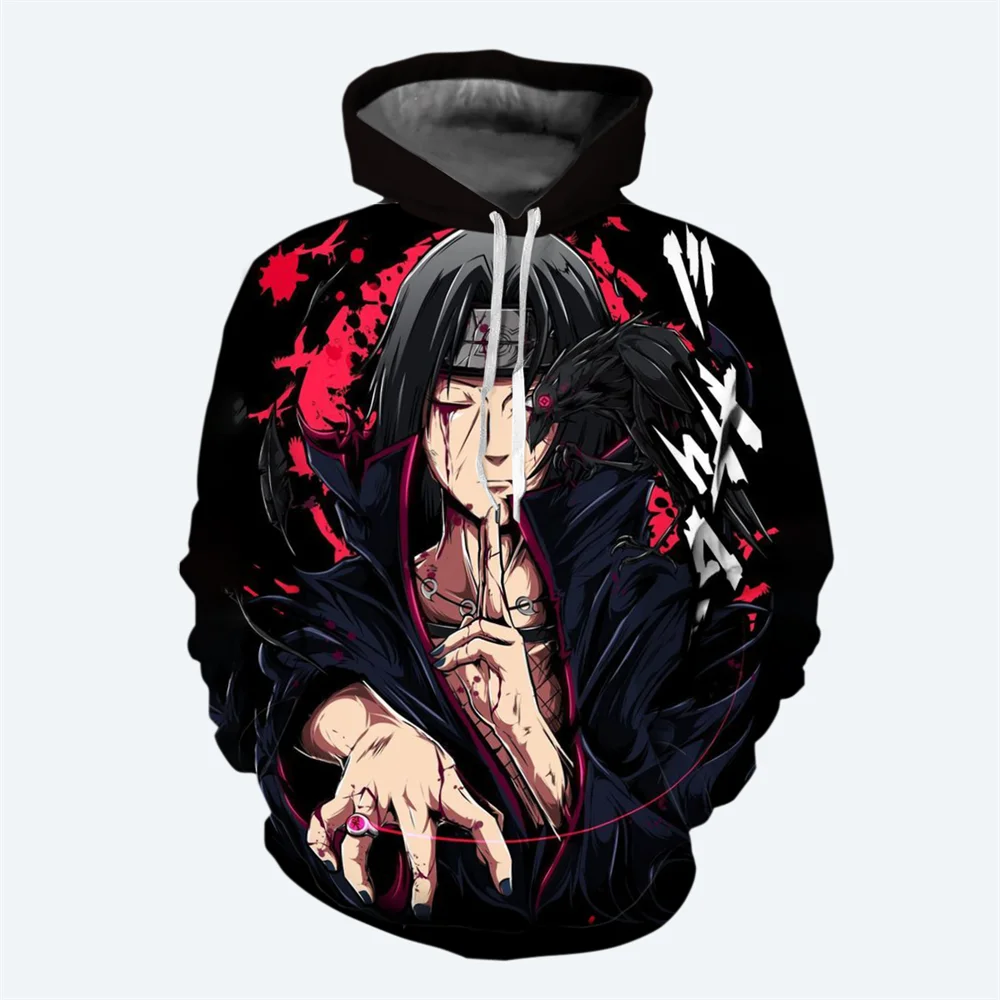 Akatsuki Boys and Girls Hoodie Uchiha Itachi Men's Hoodie Oversized 3D Print Pullover Naruto Men's Hoodie MINISO Men's Clothing