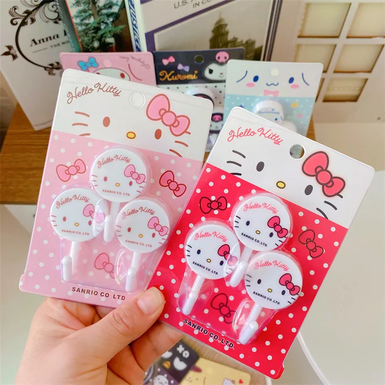 3 pz Sanrio Hello Kitty Kuromi Kawaii Anime My Melody Cartoon gancio appiccicoso senza perforazione casa camera da letto cucina bagno bella decorazione