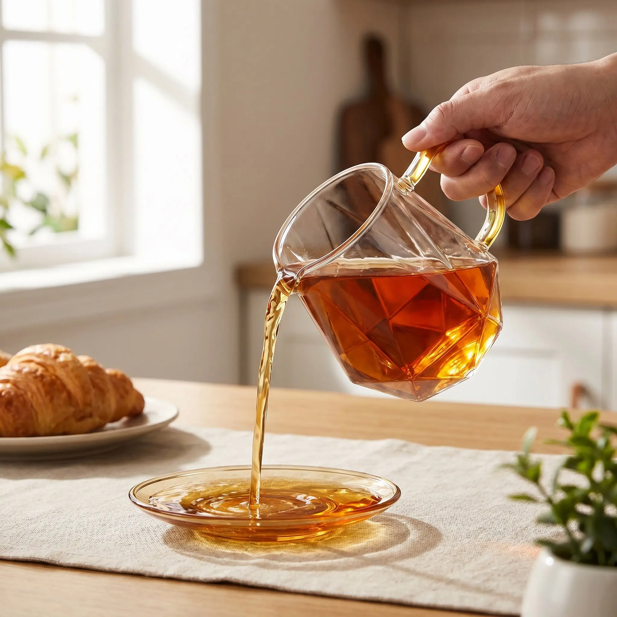 Diamond Shaped Glass Mug Clear 300Ml High Borosilicate Heat Resistant Coffee Cup Latte Espresso Tea Cup Diamond Drinking Mug