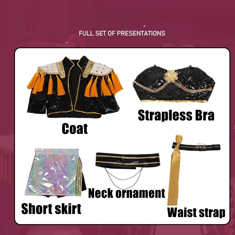 HUNTRX Kpop Demon Hunters Mira Zoey Cosplay Suit Sexy Clothing Anime Coat Short Skirt Strapless Set Halloween Christmas Costumes
