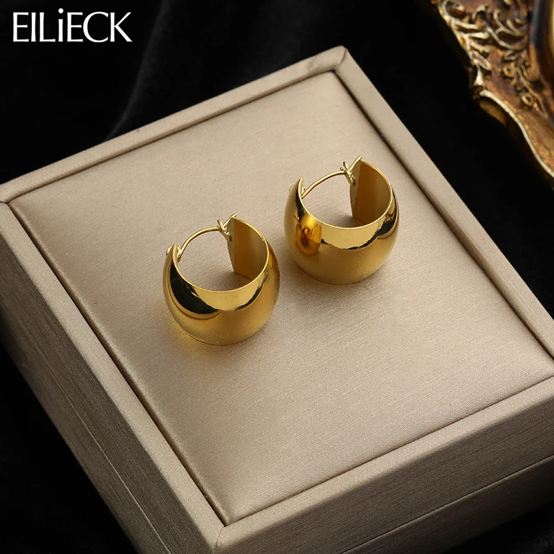 EILIECK 316L Stainless Steel Gold Color Hollow Ball Hoop Earrings For Women Summer Party Waterproof Fashion Ear Jewelry Gifts