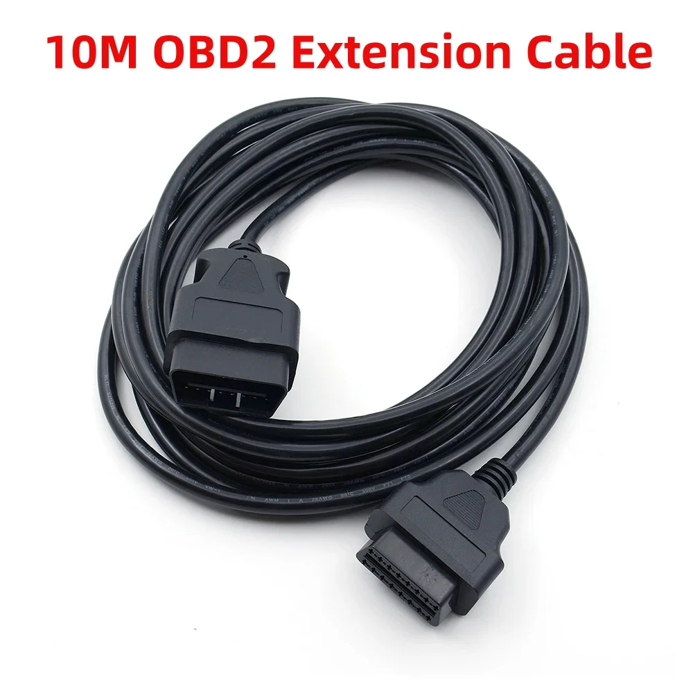 10 Meters OBD2 Extension Cable Connectors 16PIN Male To Female Connector 10 Meters Long For Auto ELM327 Connector Interface