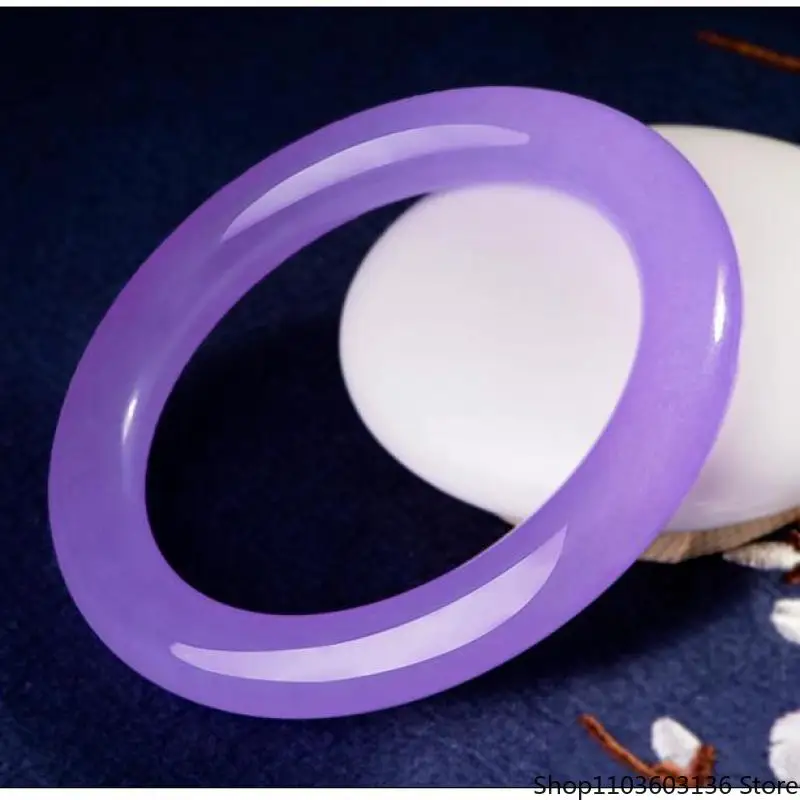 

Натуральный фиолетовый нефритовый браслет, женский жадеитовый браслет, ювелирные аксессуары, круглые браслеты из настоящего Мьянманского нефрита, женские подарки