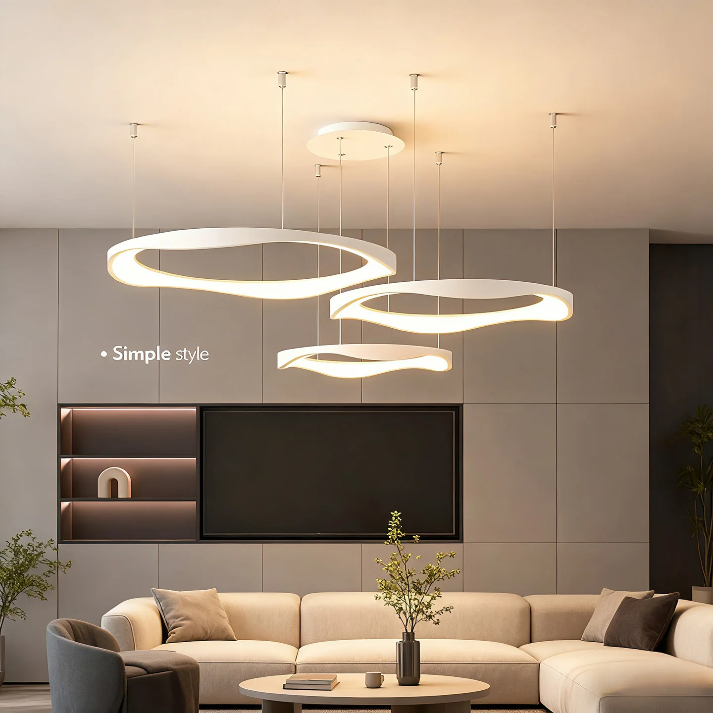 Modern LED Chandelier Nodic Home Lighting Led Pendant Ceiling Lamps Dining Room Bedroom Ring Simple Indoor Lighting Fixture