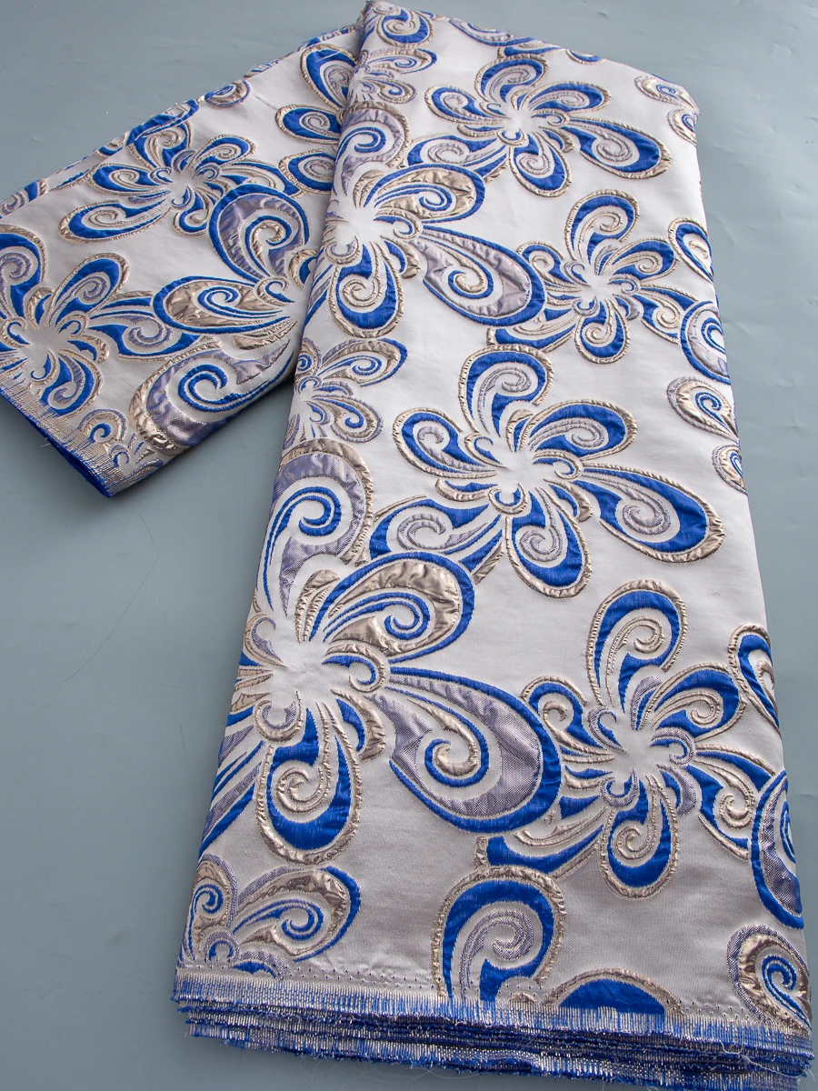 

African Gilding Jacquard Brocade Lace Fabric 2026 High Quality Nigerian Tulle Lace Material for Brides Wedding Dresses,5 yards