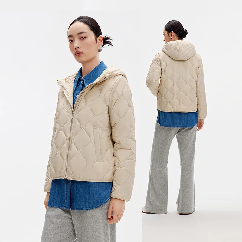 Chericom Women's Casual Light Hooded Down Jacket Slim Fit Quilted Puffer Coat Winter Warm Short Coat Y309008Y