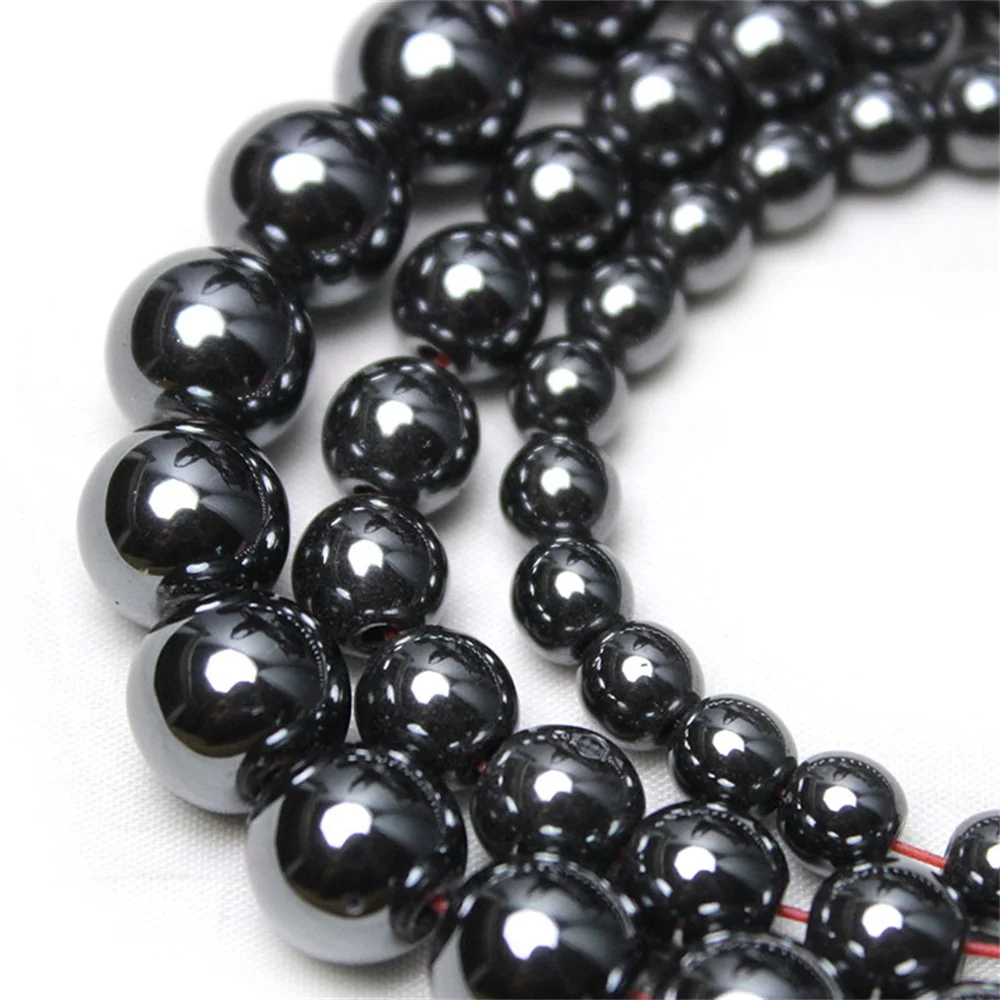 Magnetic Natural Black Hematite Stone 4mm 6mm 8mm Round Beads 15.5\