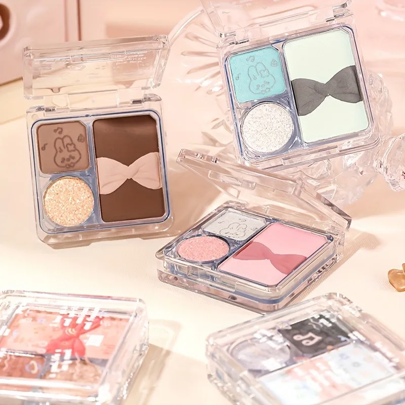 Palette di ombretti a 4 colori Glitter Matte Green Brown Shimmer Ombretto duraturo impermeabile Evidenziatore Cosmetici per il trucco per la festa