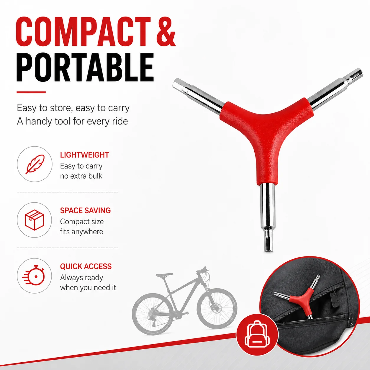Fahrrad-Y-Steckschlüssel 8 9 10mm 3-Wege-Reparaturwerkzeug Tragbarer Inbusschlüssel für MTB Rennrad Fahrradwartung – Detail 4