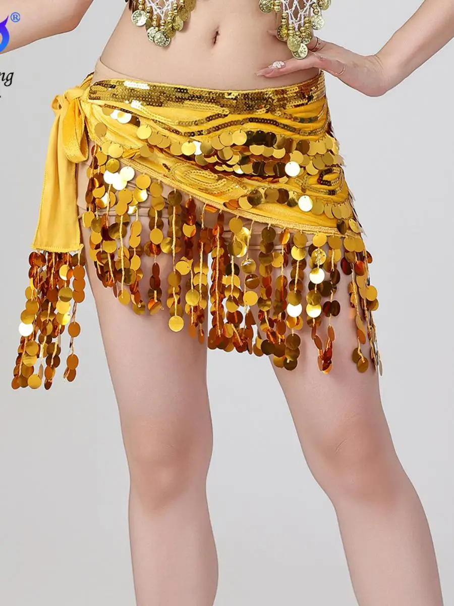 

loween Sequin Tassel Waist Chain Belly Dance Hip Scarf Performance Costume Latin Dance e Scarf Dancewear Butt aki...