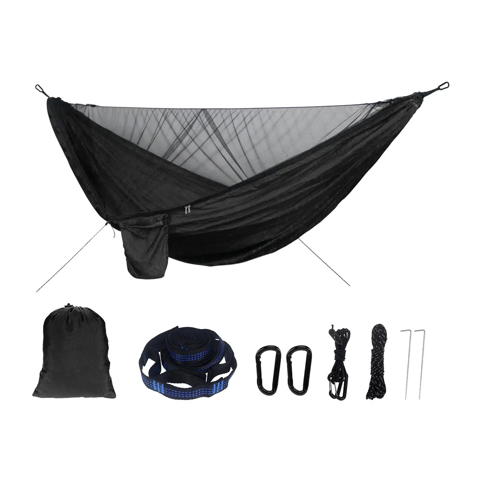 Camping Hammock with Net Netting Hanging Sleep Bed Swing Green