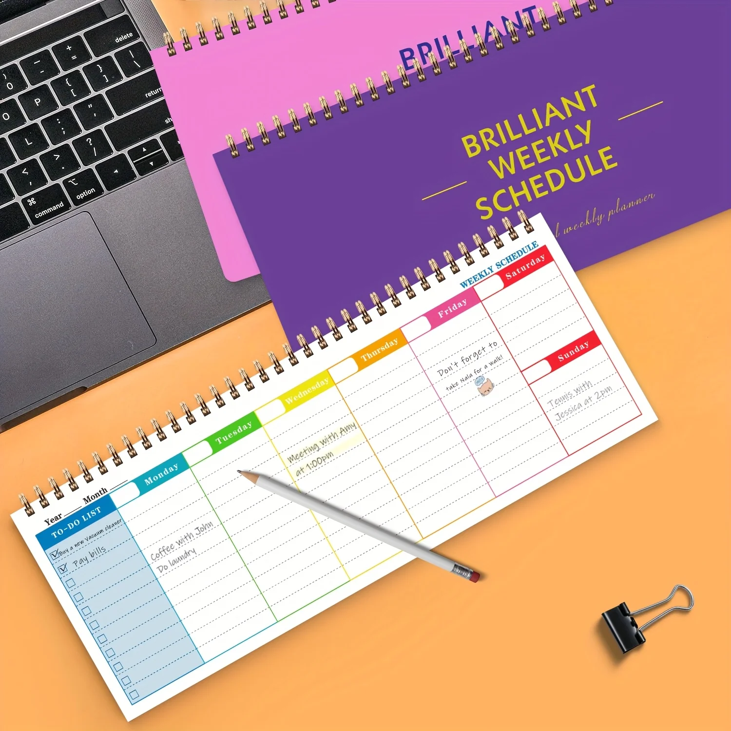 2026 Weekly Planner Notebook To Do List Waterproof Cover Spiral Binding Color Coded Scheduling Task Portable Notepad Office Desk