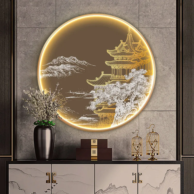 xx-Entrance Decoration Painting With Lights Circular Illuminated Mural Painting Corridor Accessories Wall Lamp Led Room Lights