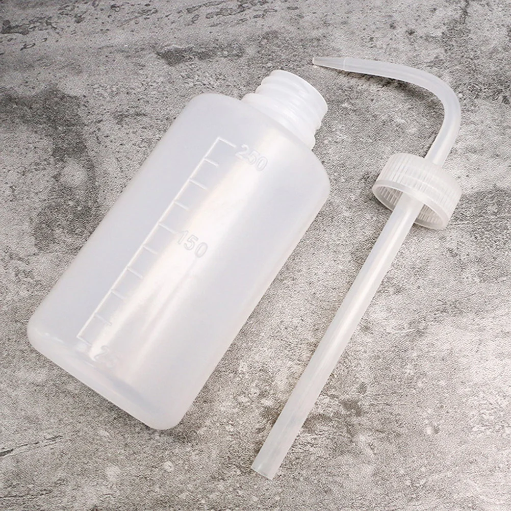 250ml Plastic Clear Bottle with Bent Spout Squeeze Measuring Bottle Cleaning Soap Holder for Gardening